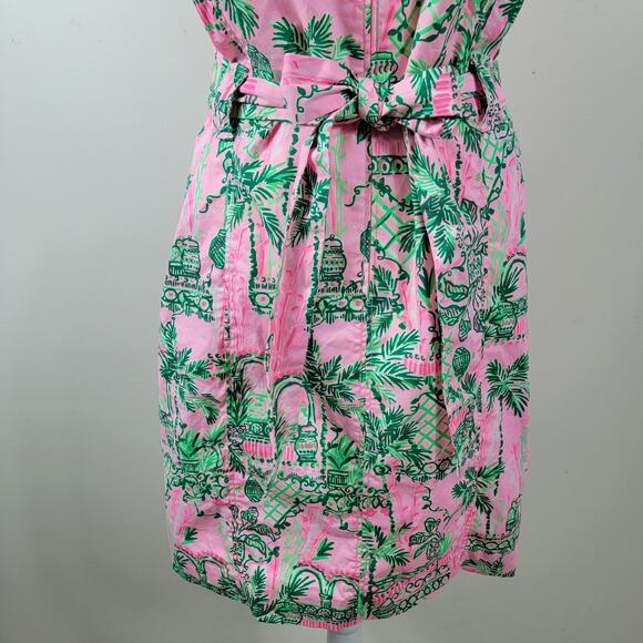 Lilly Pulitzer Shift Dress M Pink Floral Sleeveless Scallop Hem Resort Tropical - Picture 8 of 16